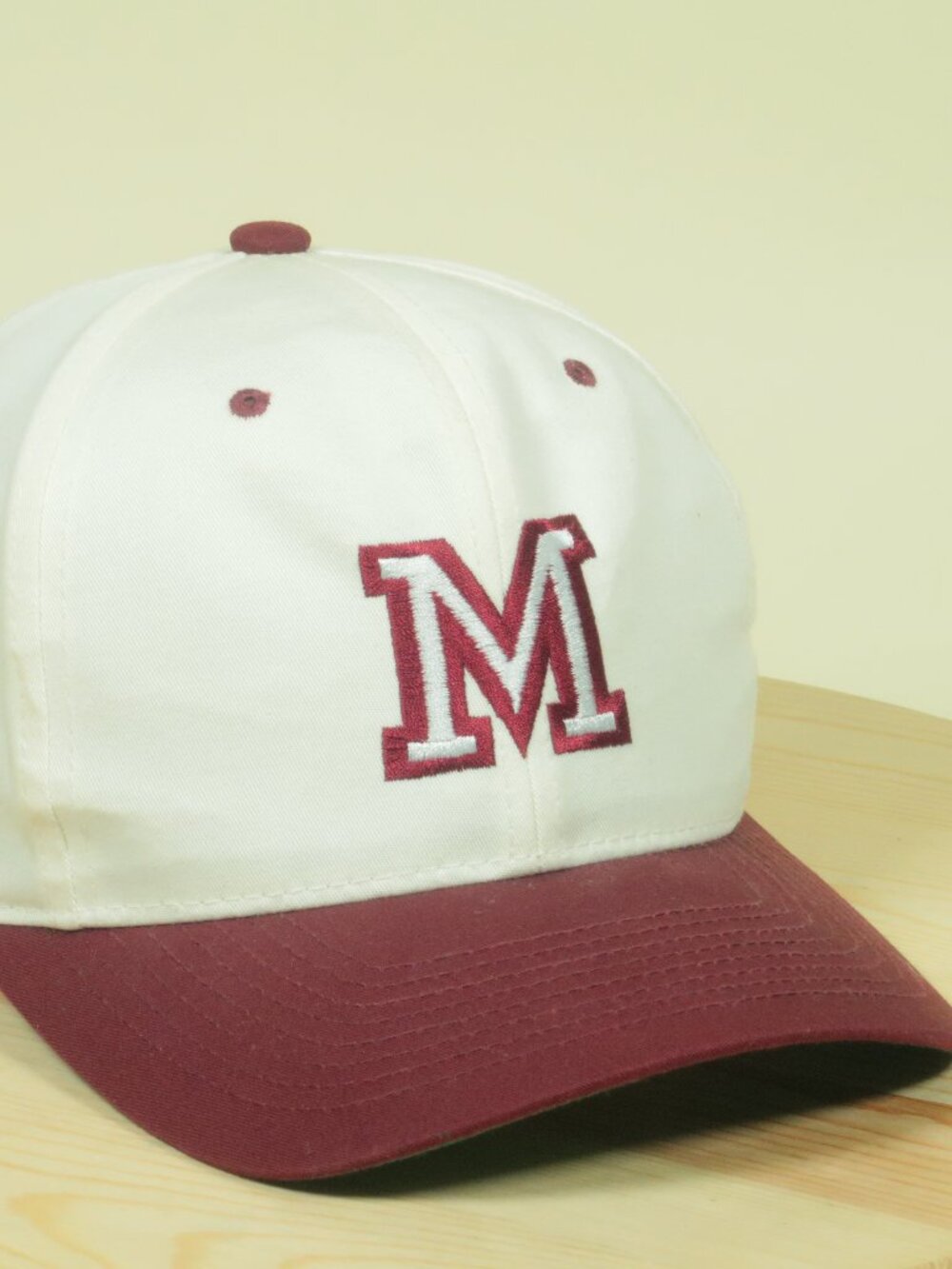 Vintage 80s Yupoong Morehouse College Snapback Hat Mens OS White Maroon HBCU